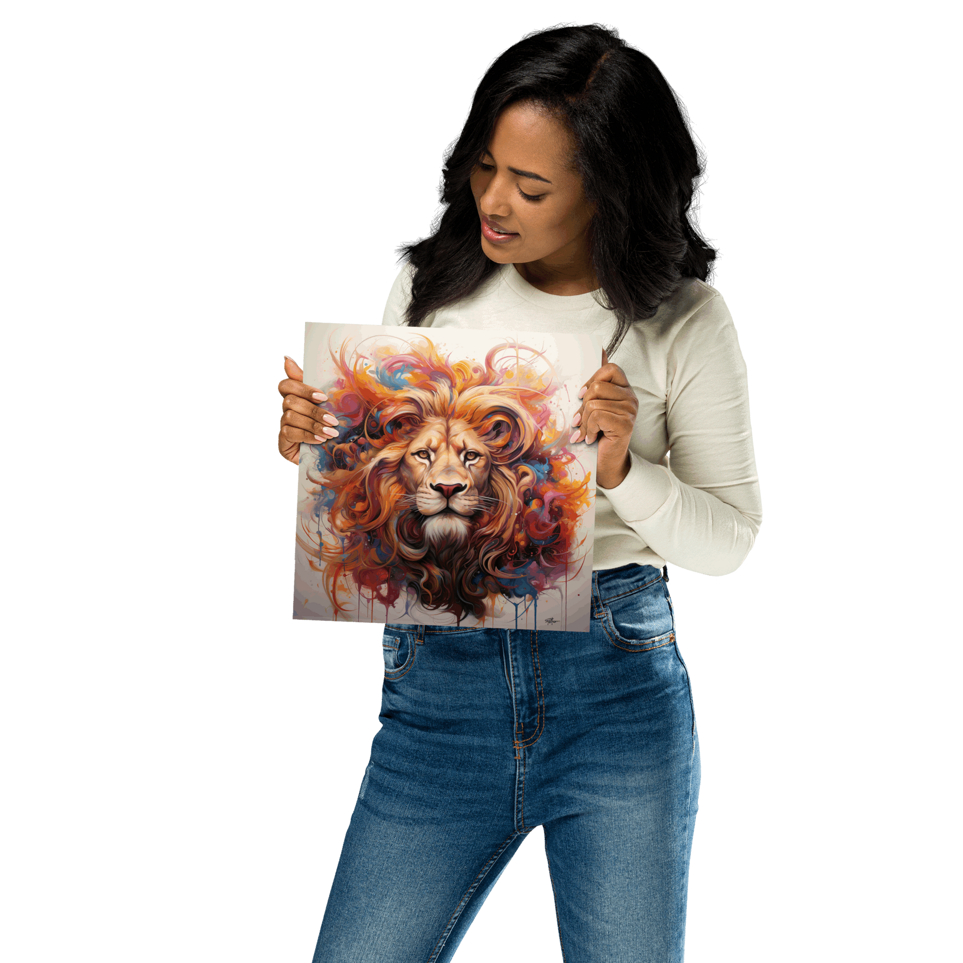 Mystical Lion Abstract Digital Art Poster