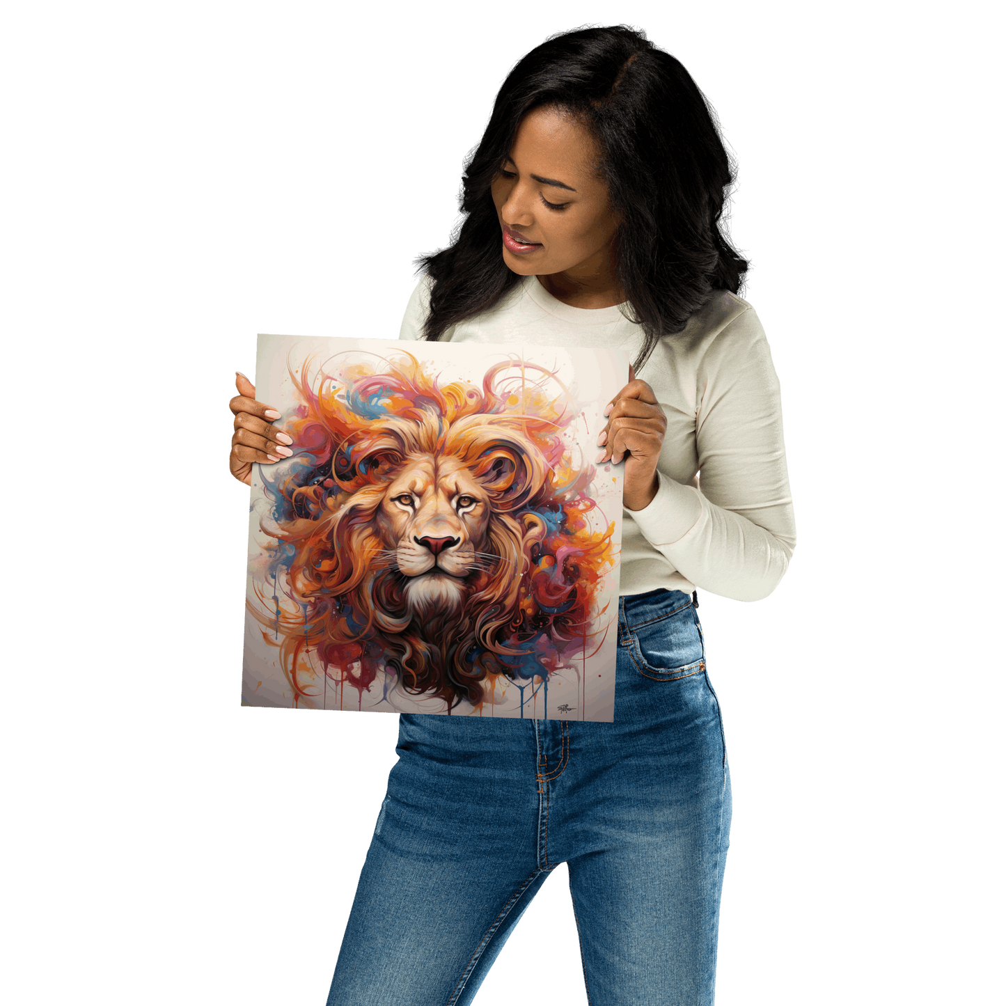 Mystical Lion Abstract Digital Art Poster