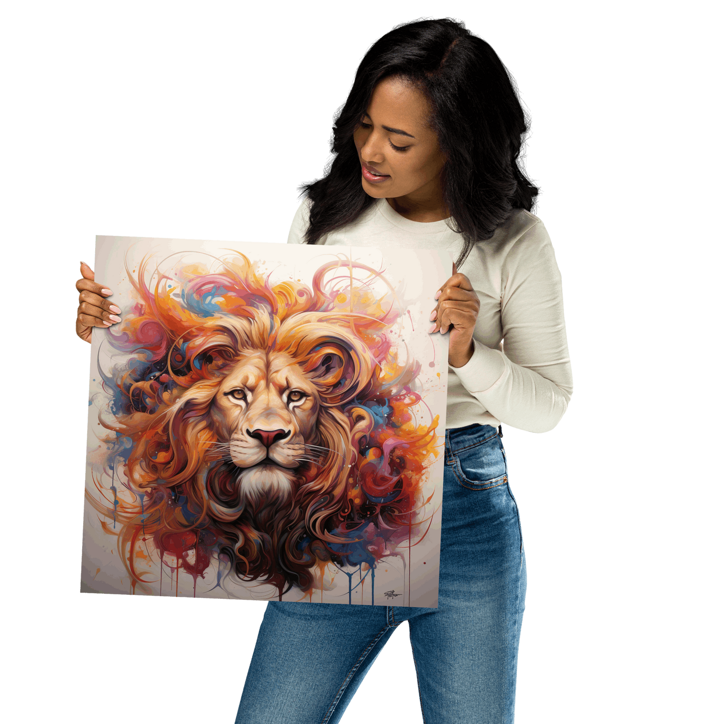 Mystical Lion Abstract Digital Art Poster