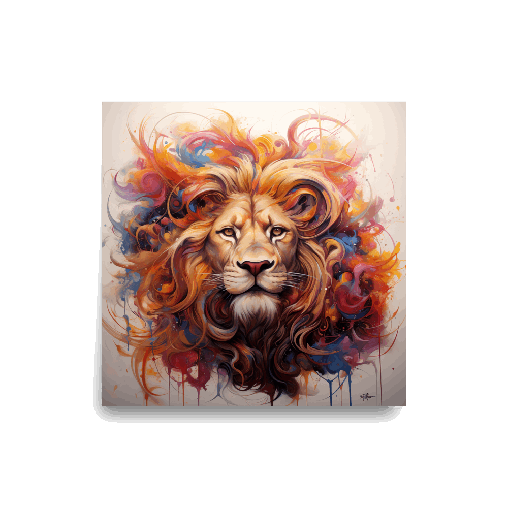 Mystical Lion Abstract Digital Art Poster