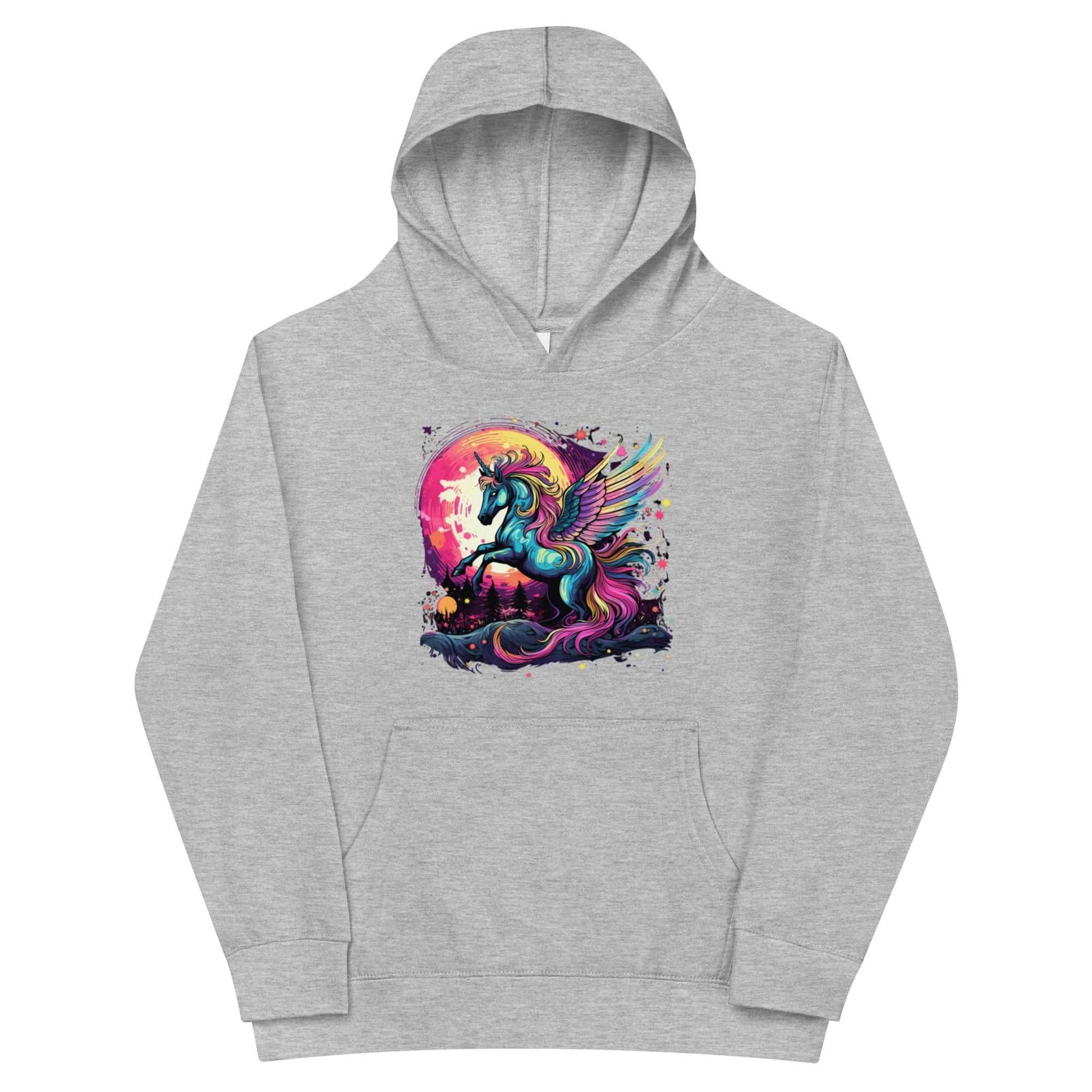 Colorful Unicorn with Wings Kids fleece hoodie