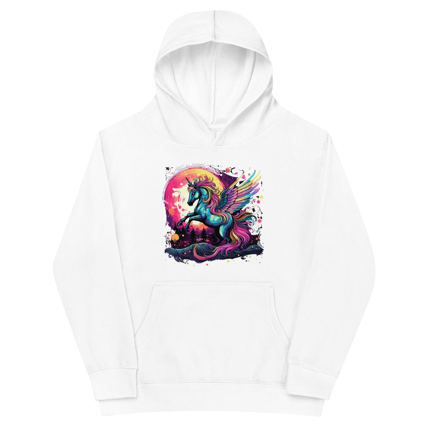 Colorful Unicorn with Wings Kids fleece hoodie