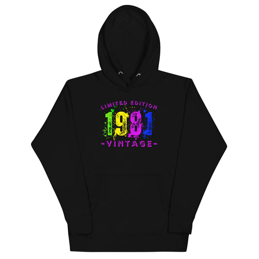 1981 Limited Edition, Vintage Unisex Hoodie Sweatshirt. A nod to nostalgia.