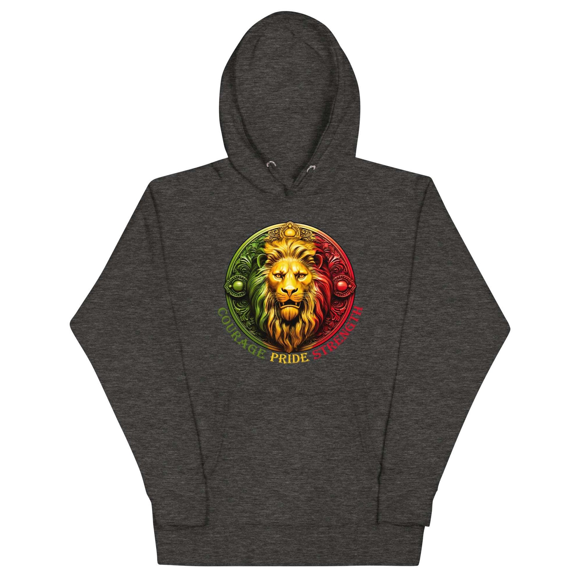 Lion Crest. Courage, Pride, Strength. Unisex Hoodie Sweatshirt