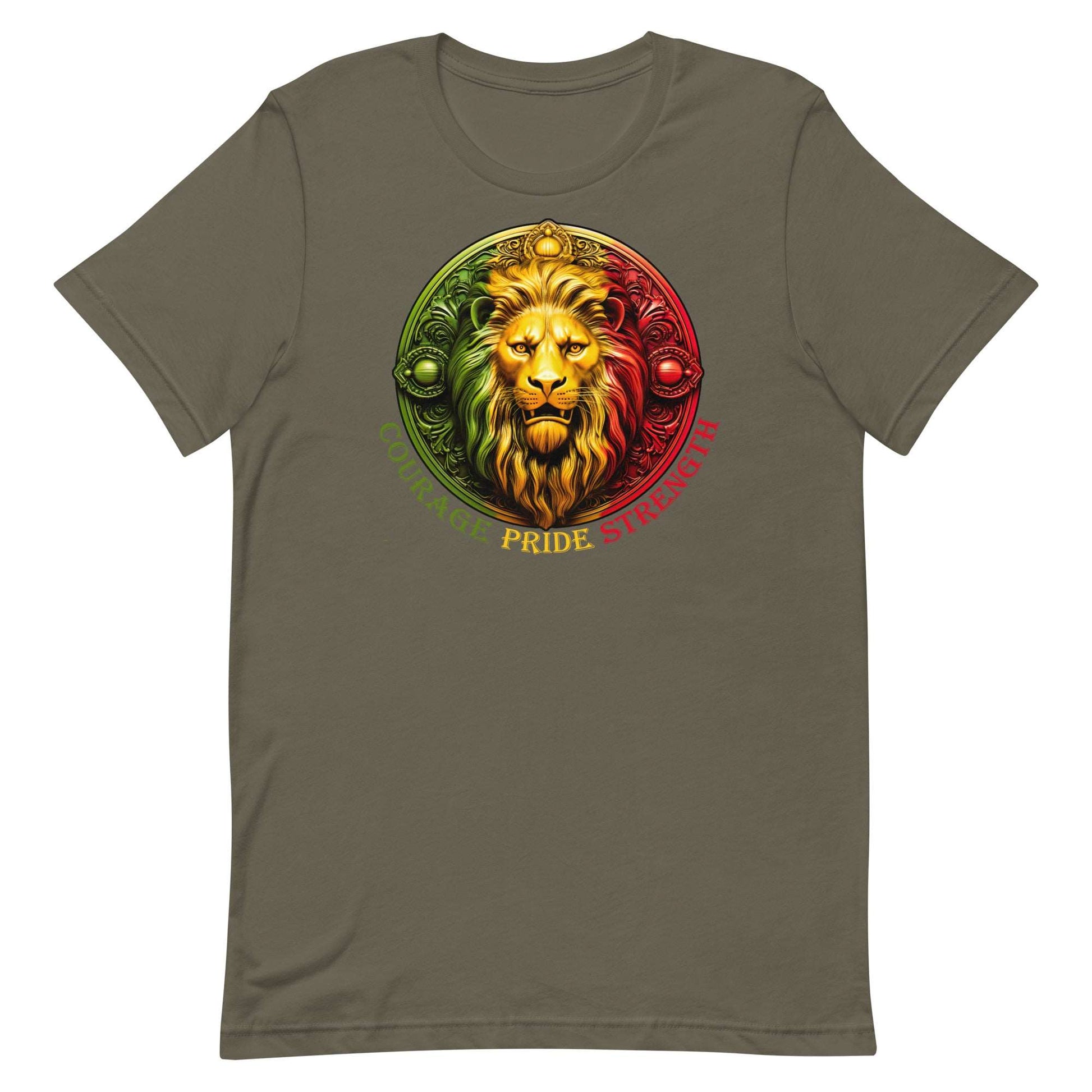 Lion Crest. Courage, Pride, Strength. Unisex T-shirt