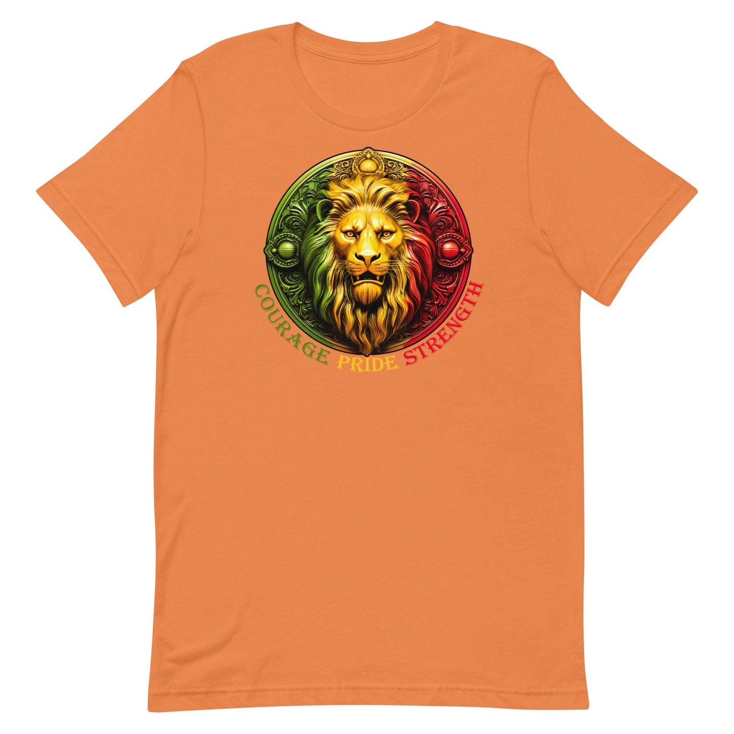 Lion Crest. Courage, Pride, Strength. Unisex T-shirt