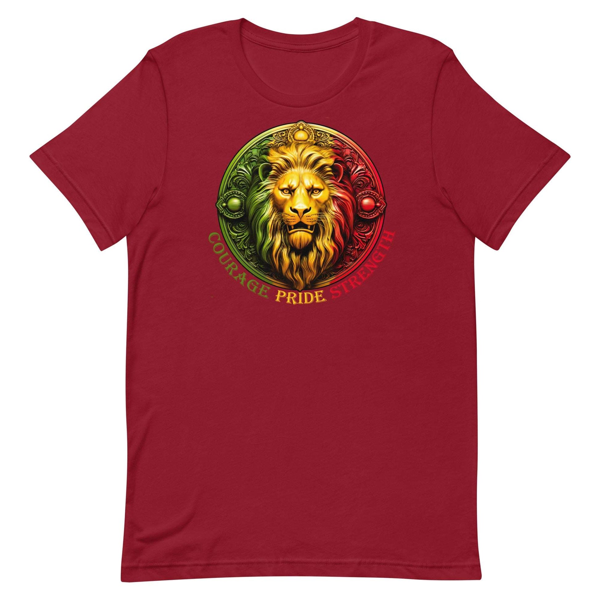 Lion Crest. Courage, Pride, Strength. Unisex T-shirt