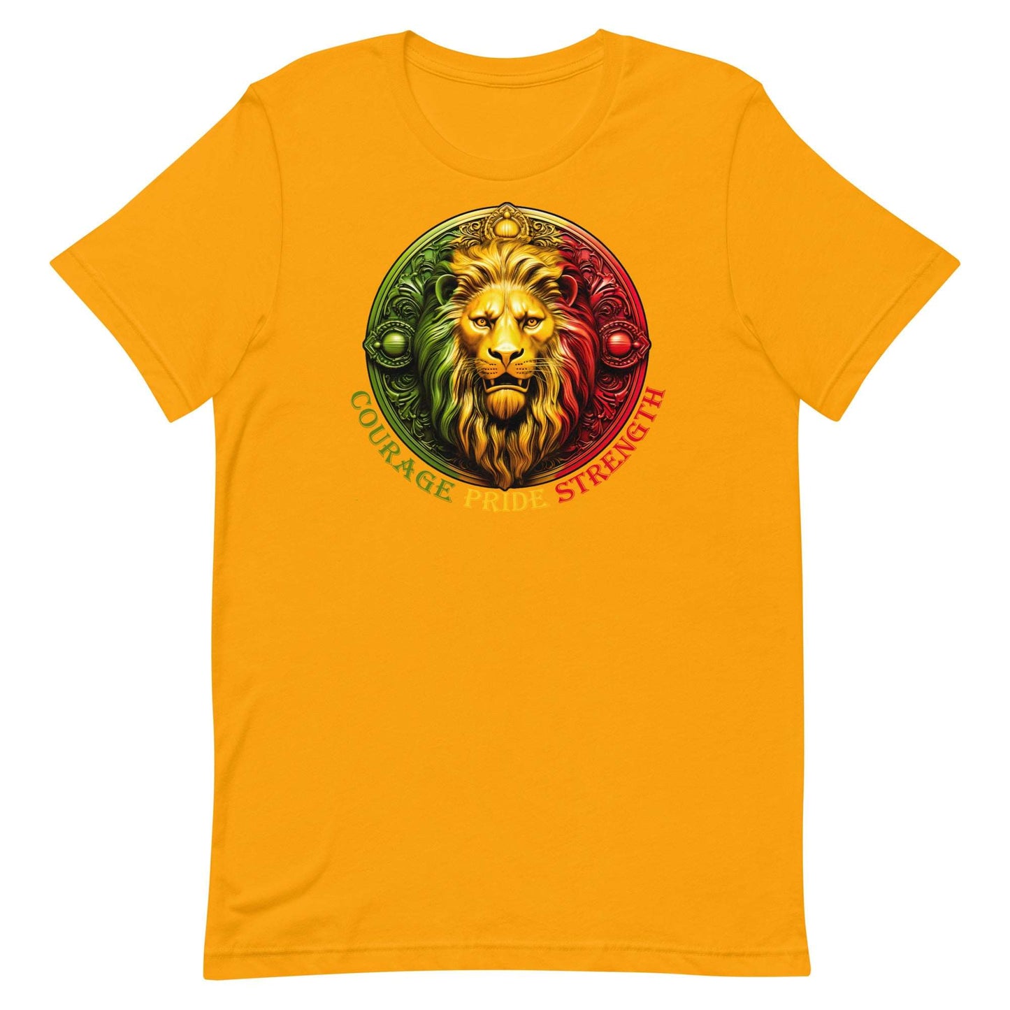 Lion Crest. Courage, Pride, Strength. Unisex T-shirt