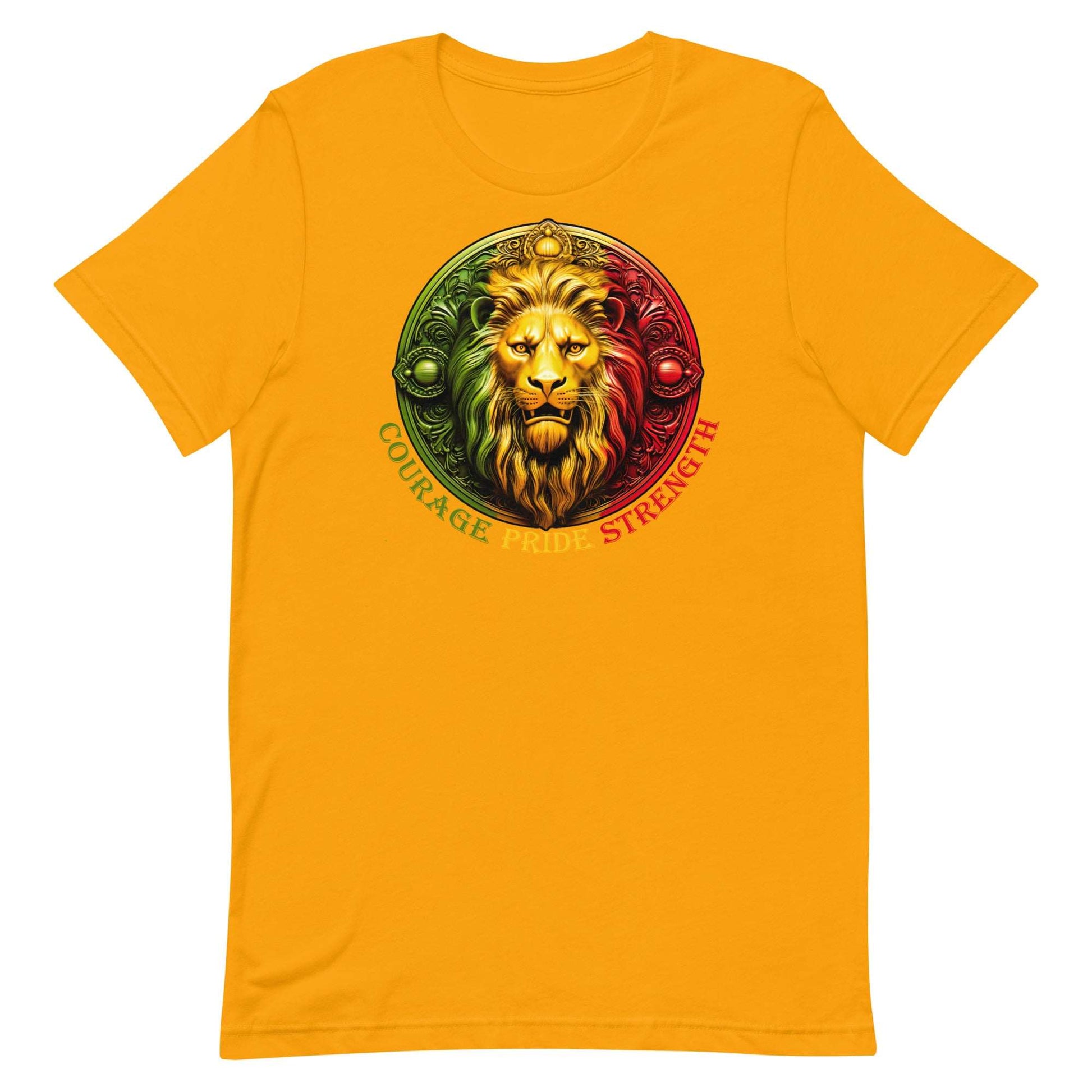 Lion Crest. Courage, Pride, Strength. Unisex T-shirt