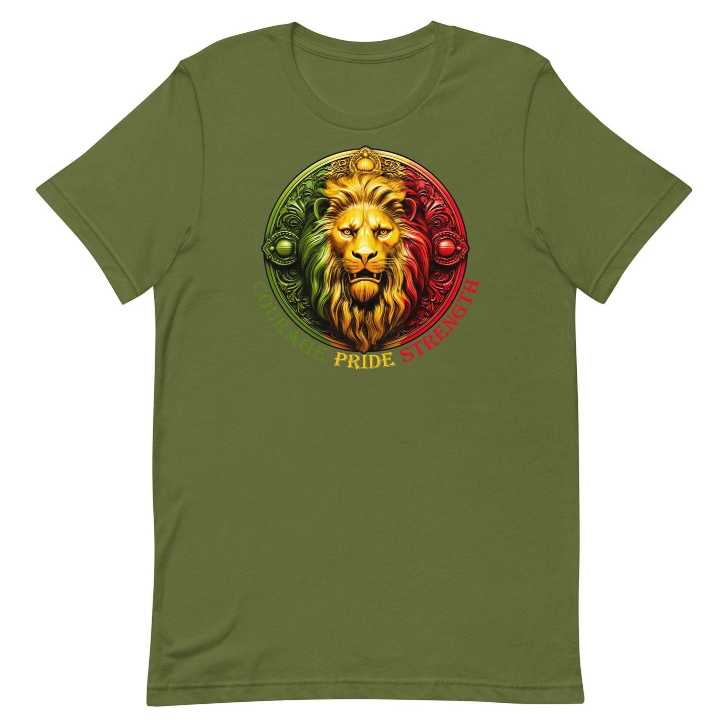 Lion Crest. Courage, Pride, Strength. Unisex T-shirt