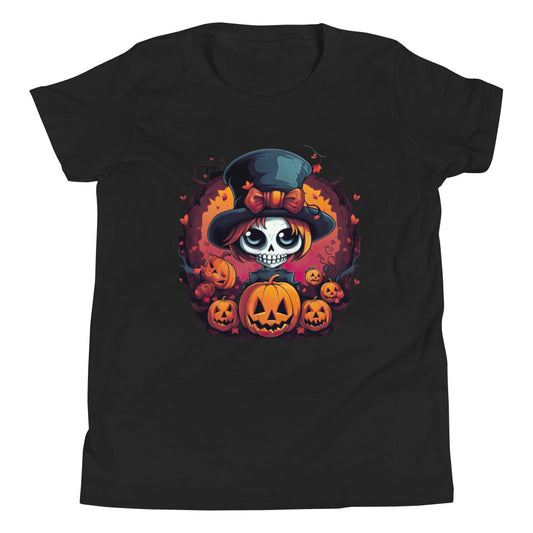 Cool Halloween Girl in Top Hat. Youth Short Sleeve T-Shirt