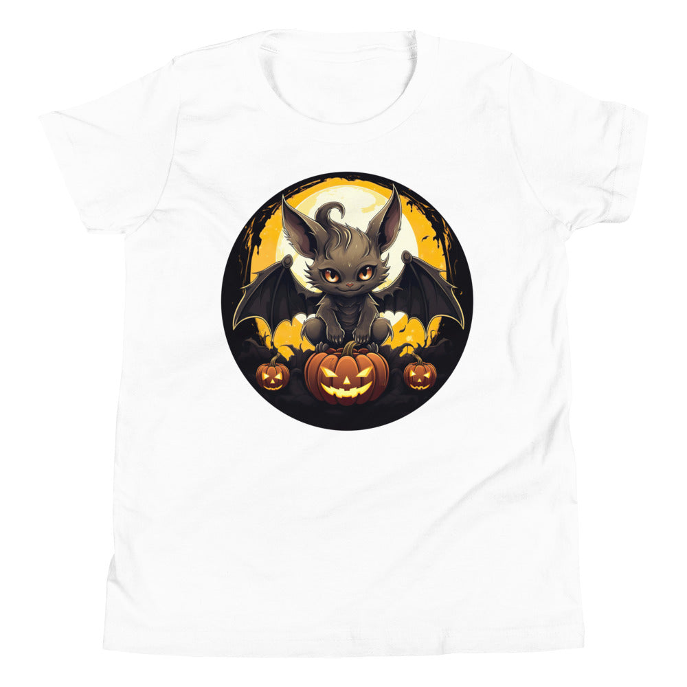 Halloween Bat with Pumpkins. Youth Short Sleeve T-Shirt