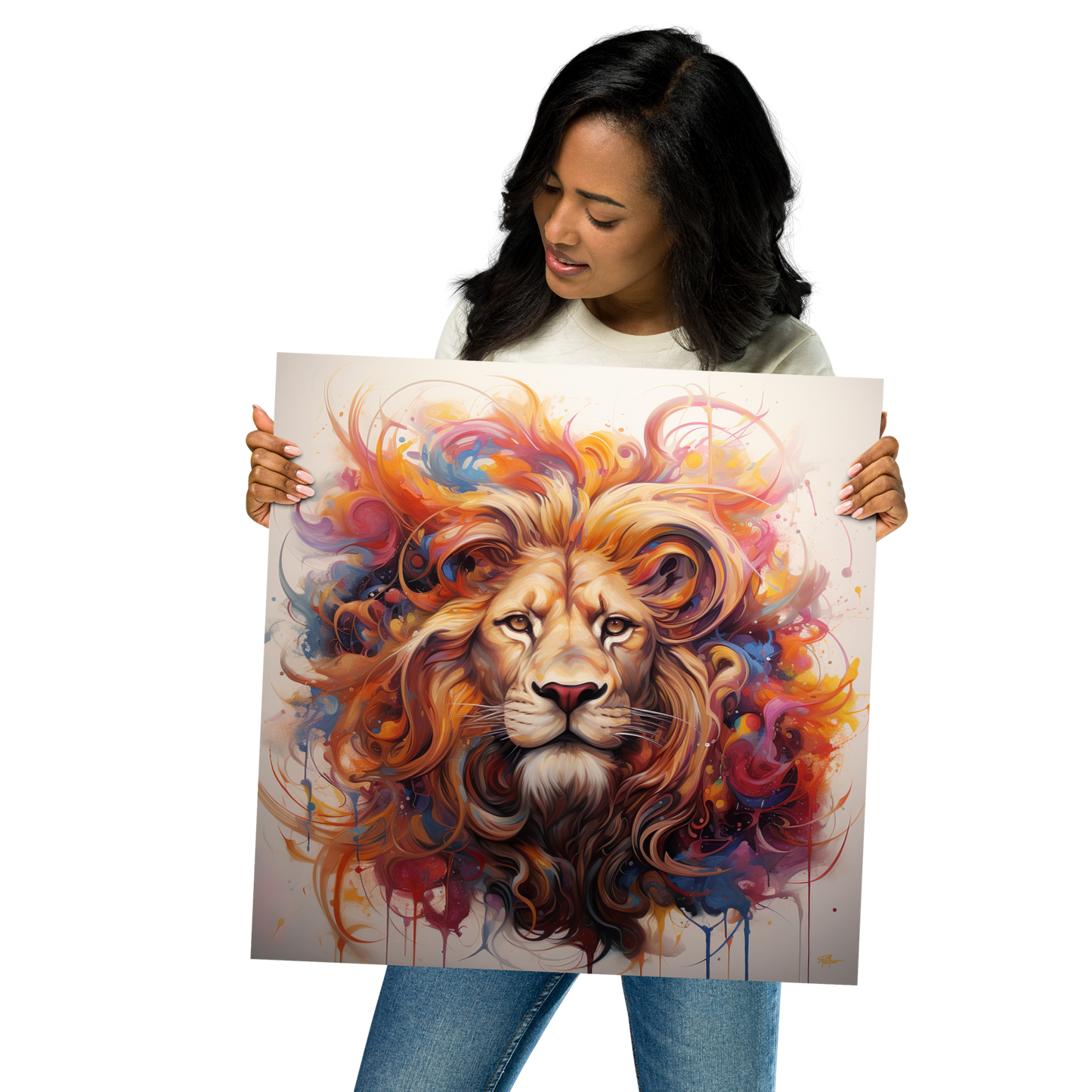 Mystical Lion Abstract Poster