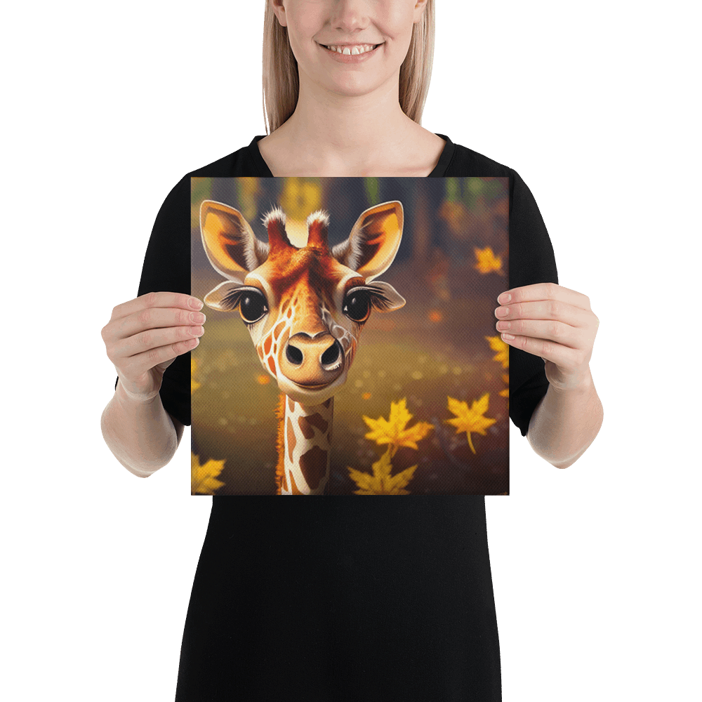 Cutest Giraffe Ever. Fall time visions. Canvas digital print.