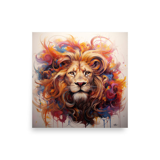 Mystical Lion Abstract Poster