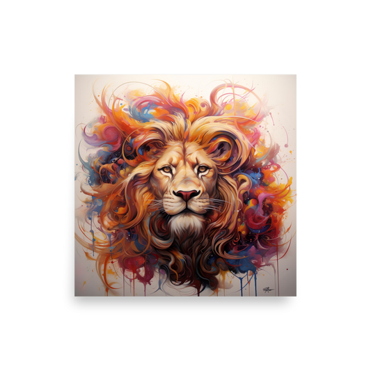 Mystical Lion Abstract Poster