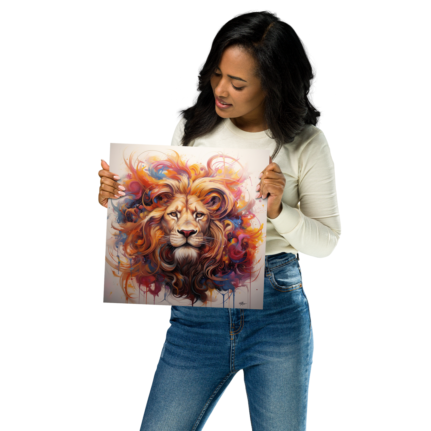 Mystical Lion Abstract Poster