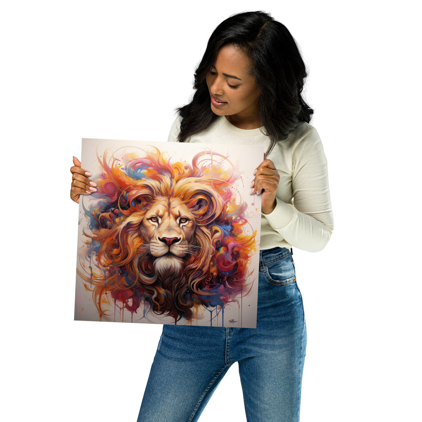 Mystical Lion Abstract Poster