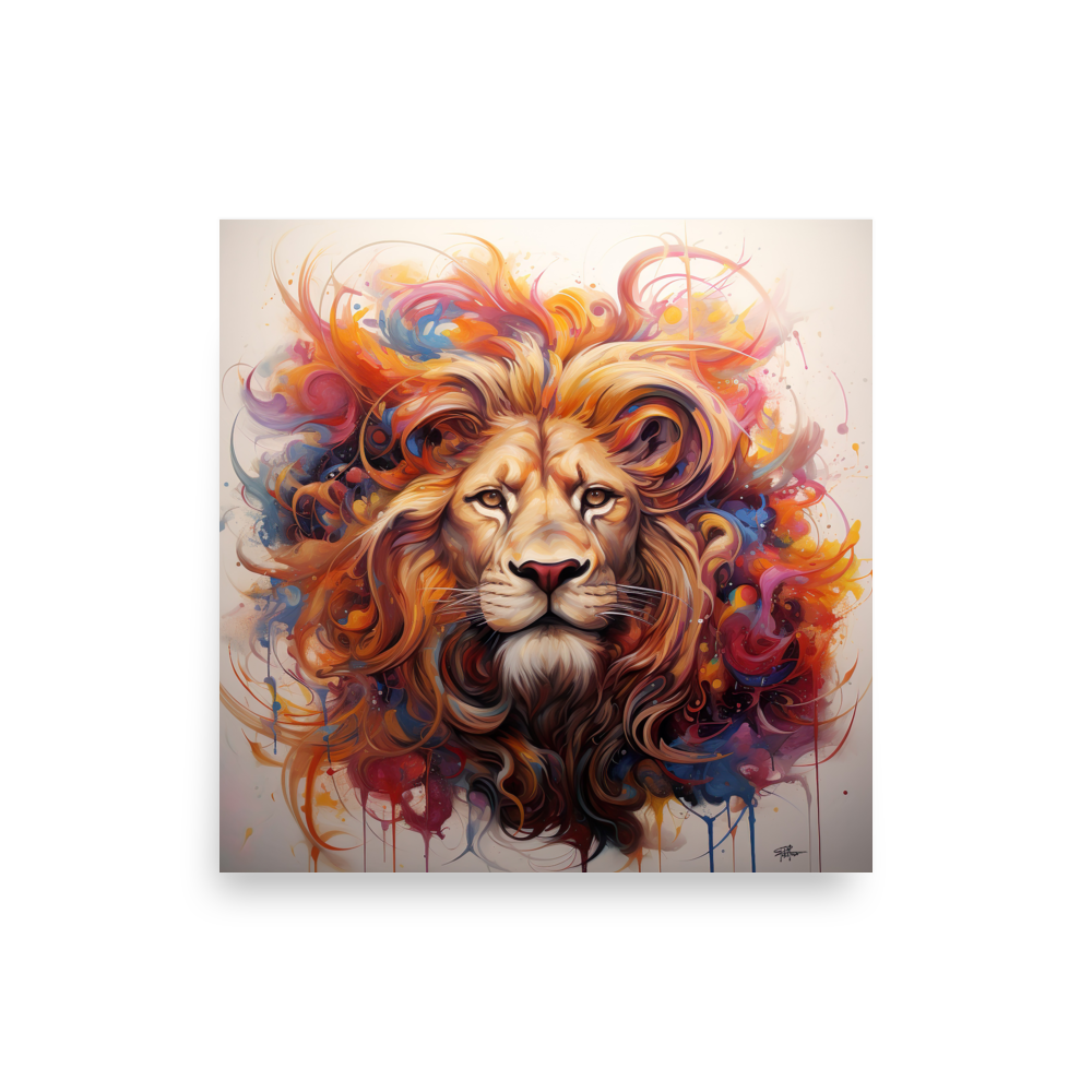 Mystical Lion Abstract Poster