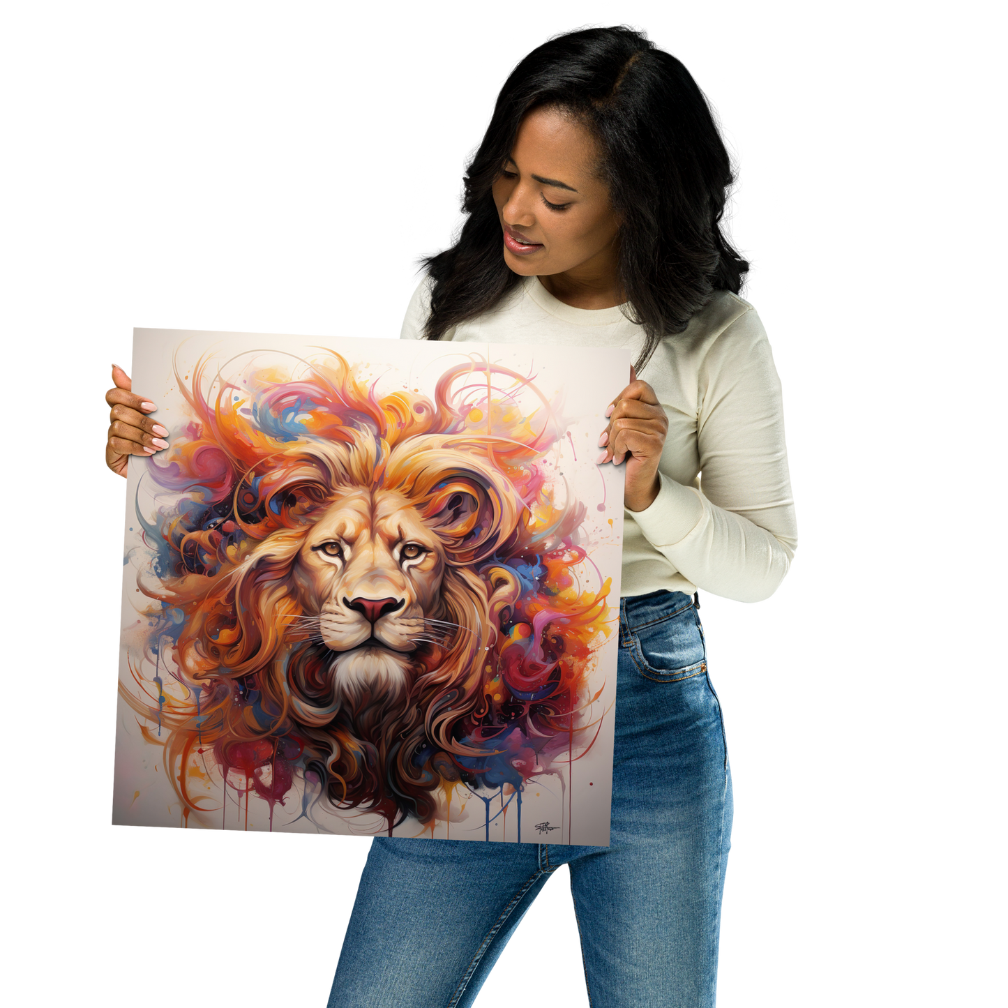 Mystical Lion Abstract Poster