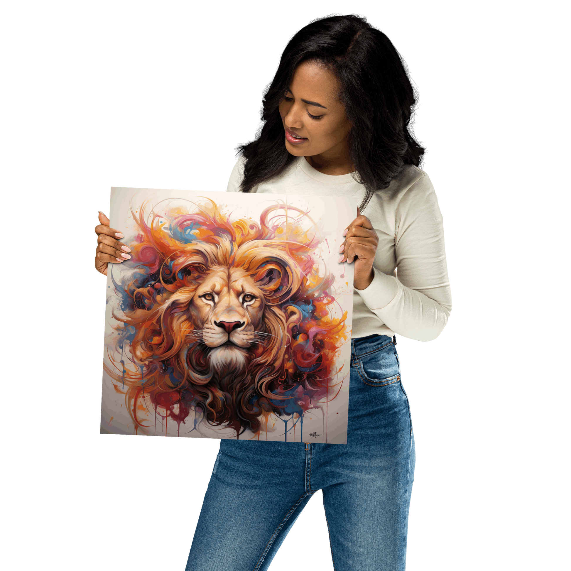 Mystical Lion Abstract Digital Art Poster