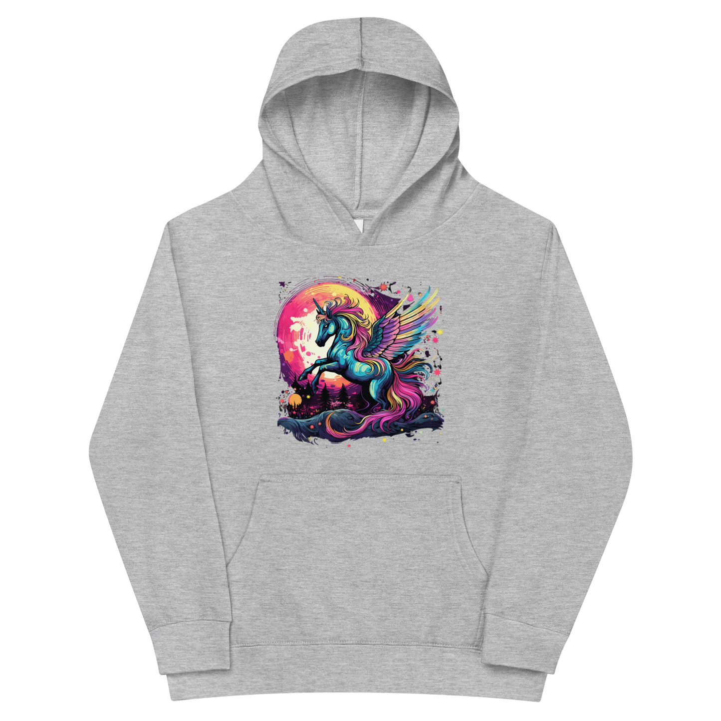 Colorful Unicorn with Wings Kids fleece hoodie