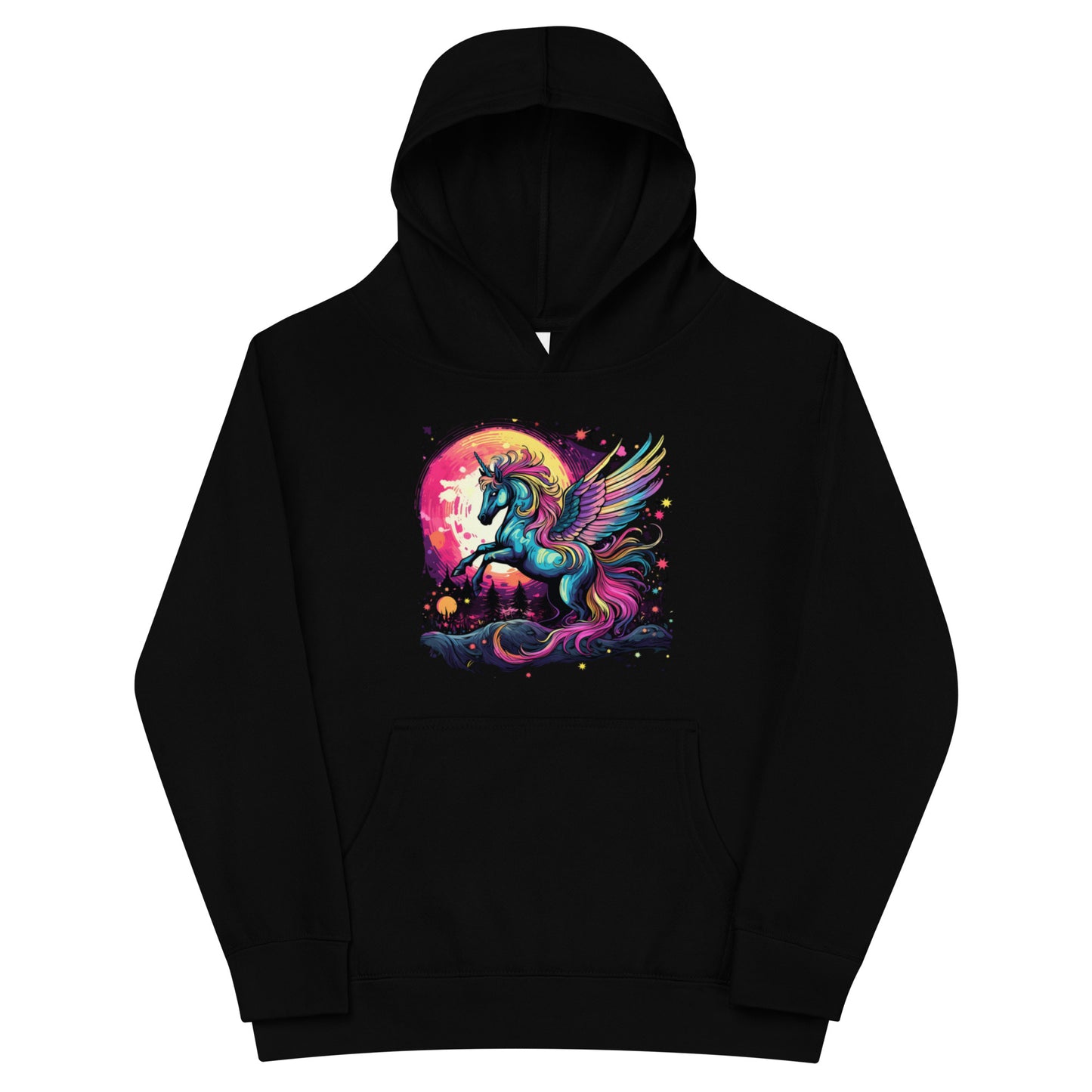 Colorful Unicorn with Wings Kids fleece hoodie