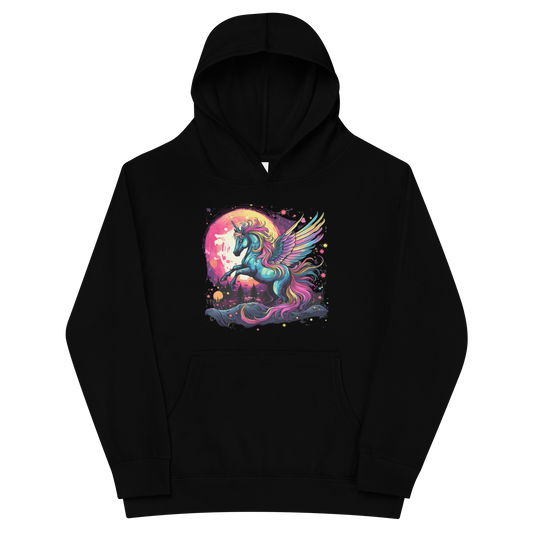 Colorful Unicorn with Wings Kids fleece hoodie