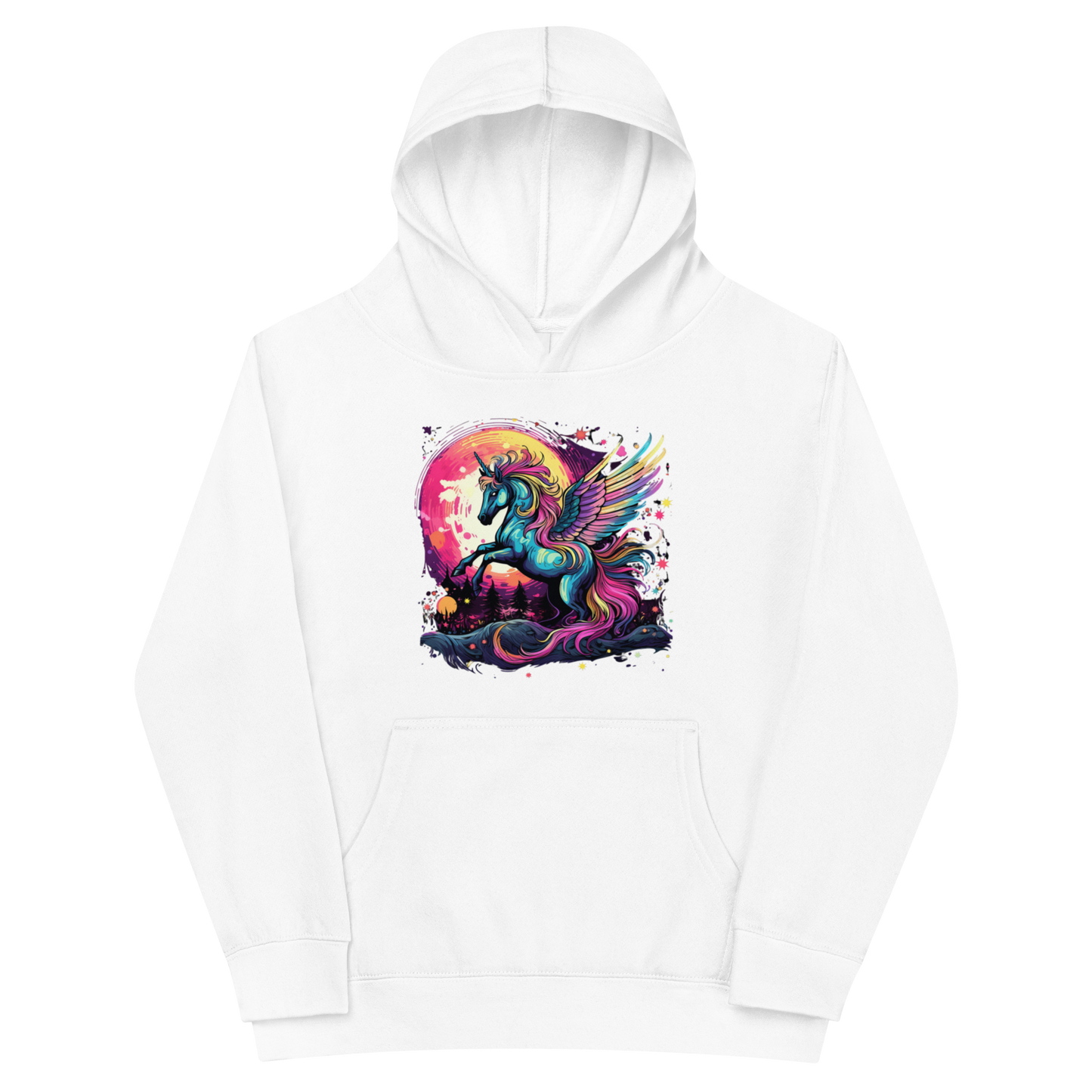Colorful Unicorn with Wings Kids fleece hoodie