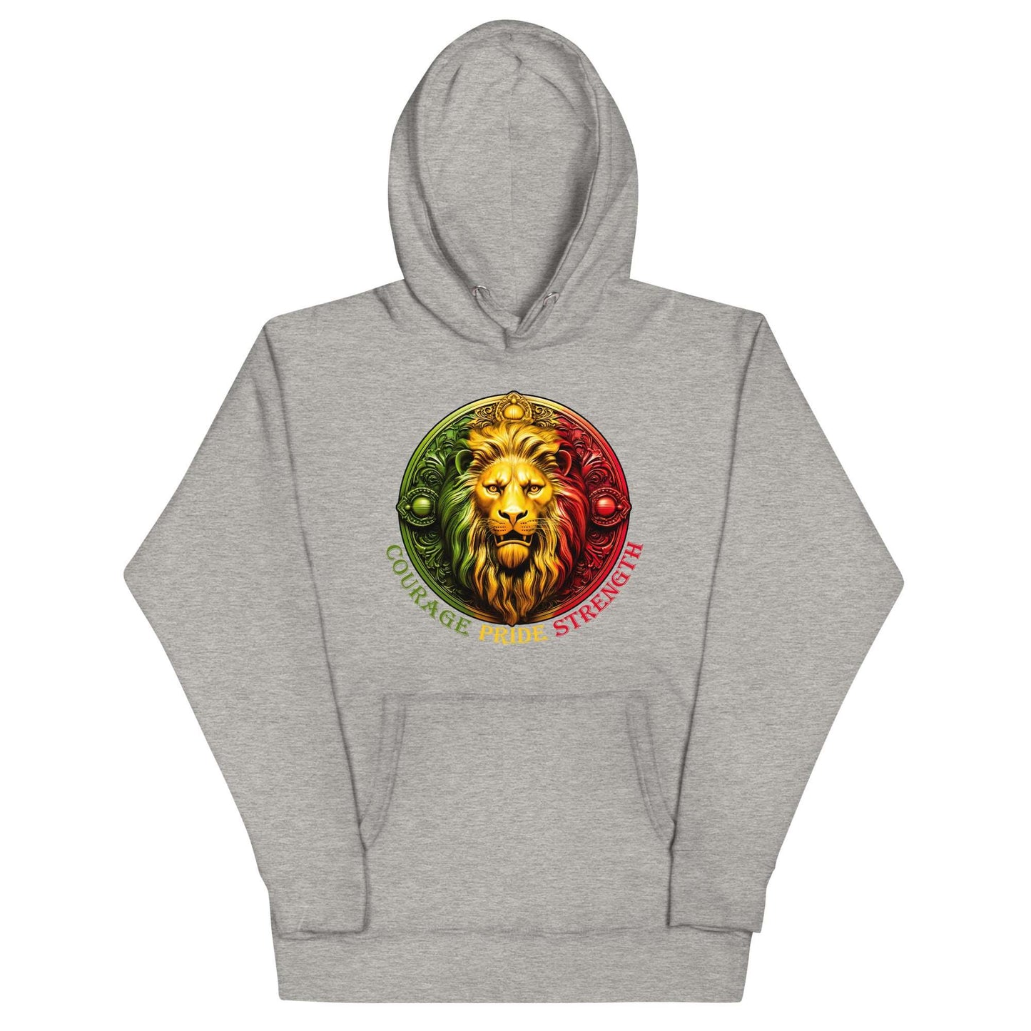 Lion Crest. Courage, Pride, Strength. Unisex Hoodie Sweatshirt