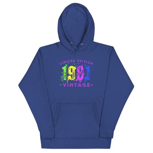 1981 Limited Edition, Vintage Unisex Hoodie Sweatshirt. A nod to nostalgia.
