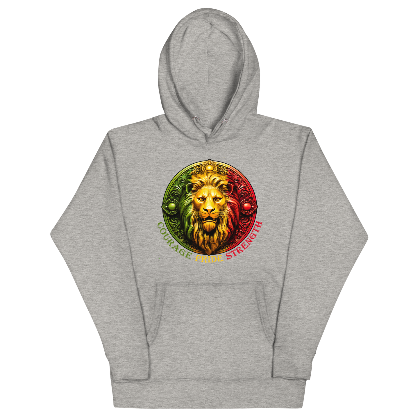 Lion Crest. Courage, Pride, Strength. Unisex Hoodie Sweatshirt
