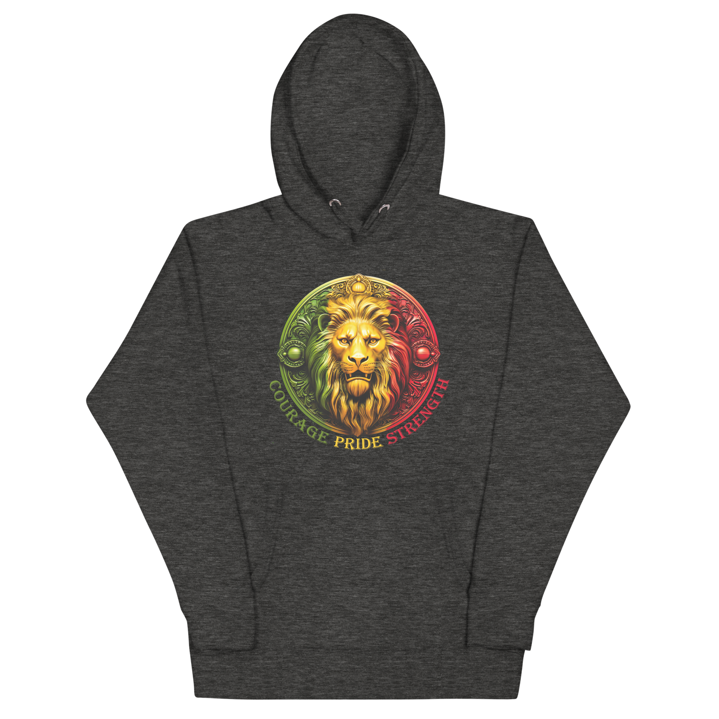 Lion Crest. Courage, Pride, Strength. Unisex Hoodie Sweatshirt
