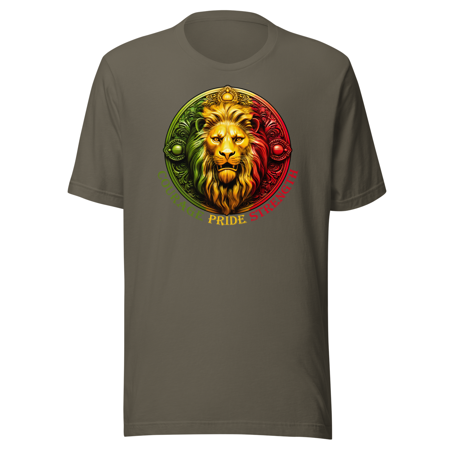 Lion Crest. Courage, Pride, Strength. Unisex T-shirt