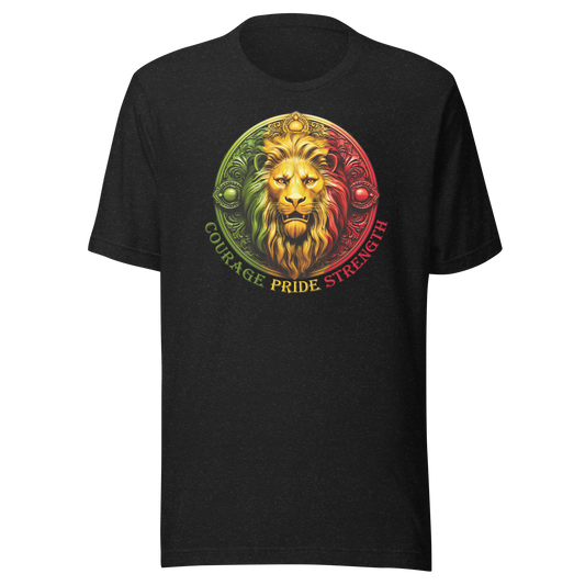 Lion Crest. Courage, Pride, Strength. Unisex T-shirt