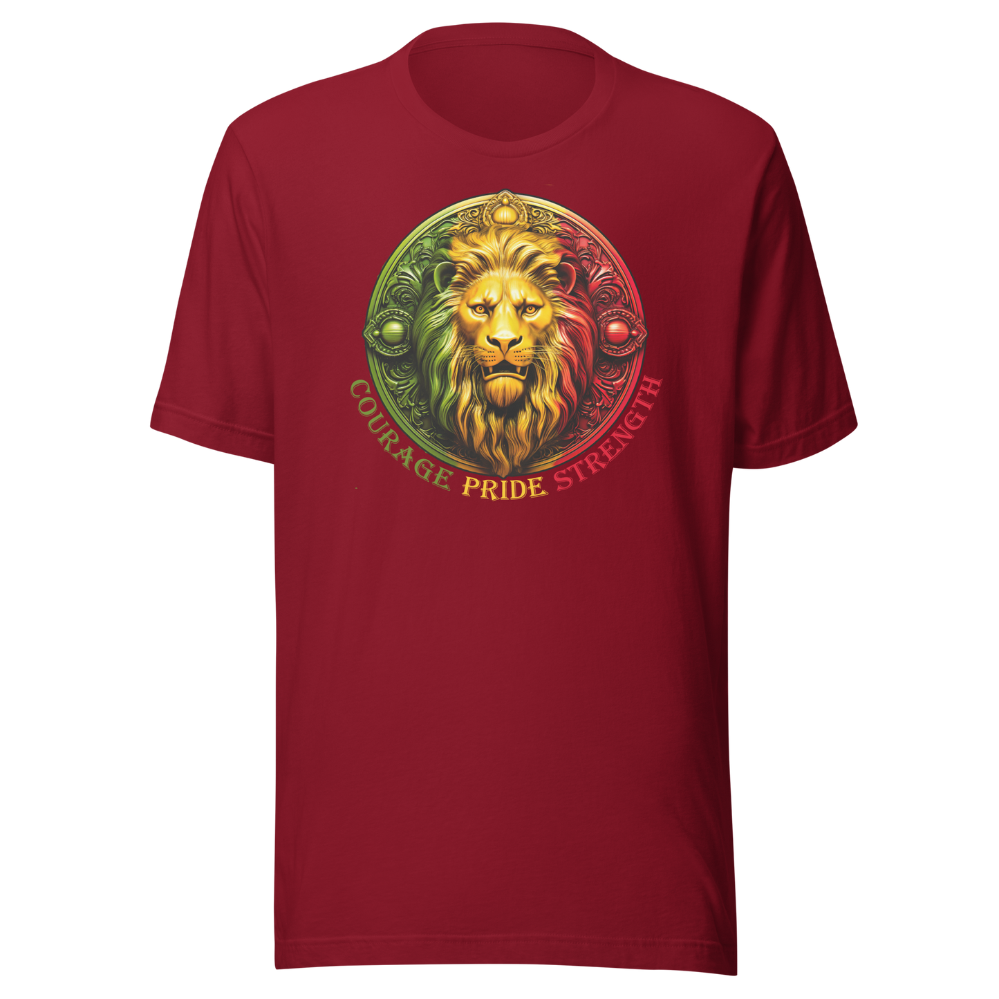 Lion Crest. Courage, Pride, Strength. Unisex T-shirt
