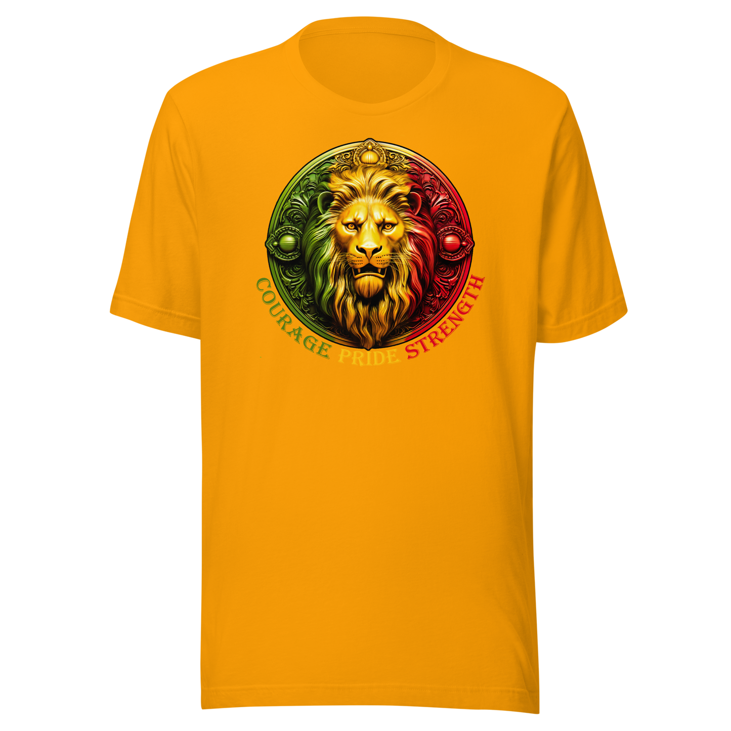 Lion Crest. Courage, Pride, Strength. Unisex T-shirt