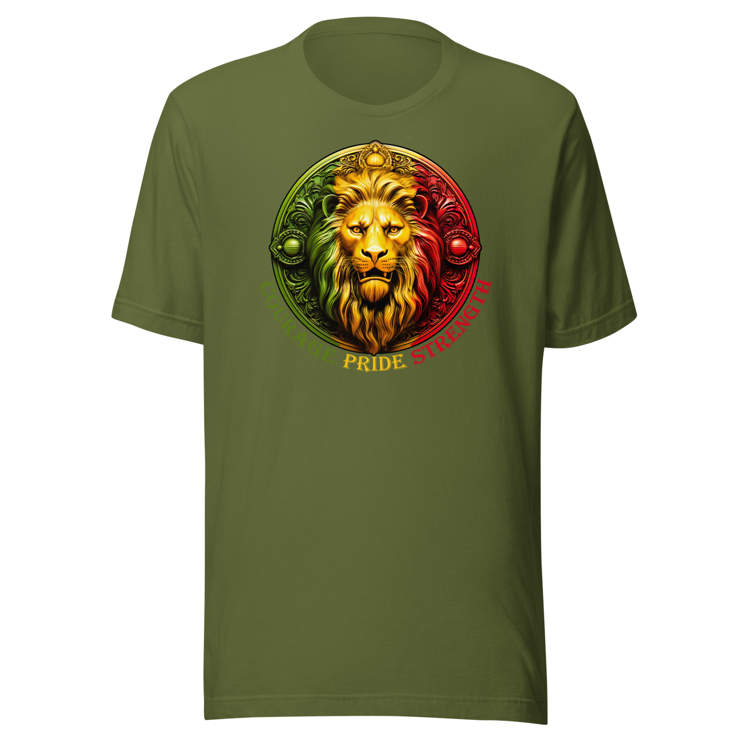 Lion Crest. Courage, Pride, Strength. Unisex T-shirt