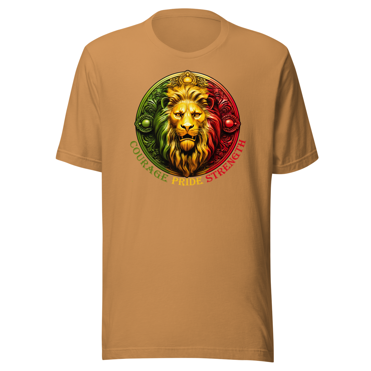 Lion Crest. Courage, Pride, Strength. Unisex T-shirt