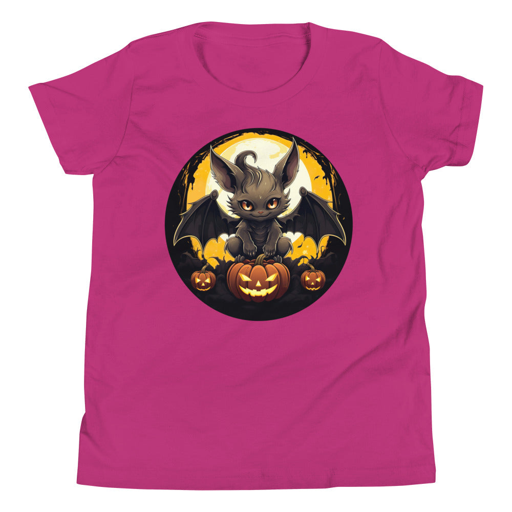 Halloween Bat with Pumpkins. Youth Short Sleeve T-Shirt