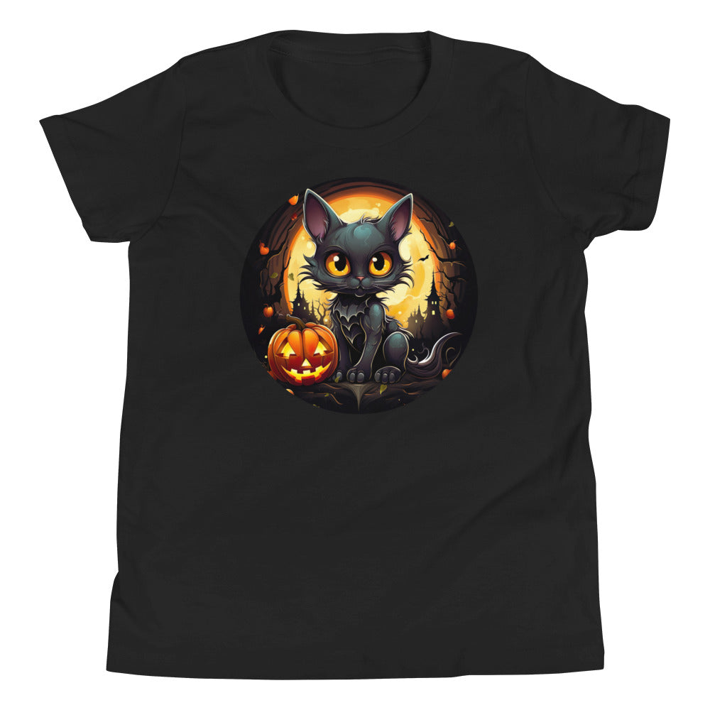 Halloween Cat with Pumpkin. Youth T-Shirt