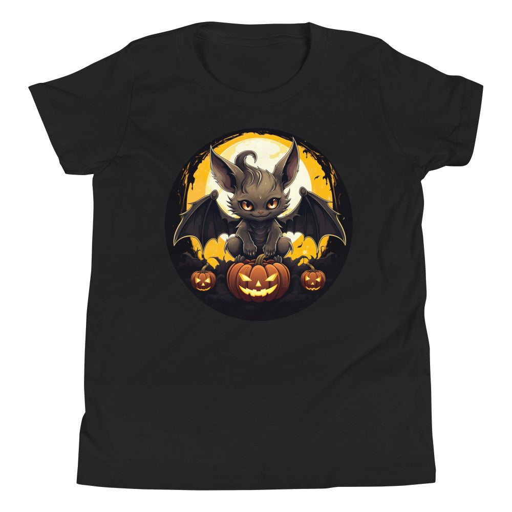 Halloween Bat with Pumpkins. Youth Short Sleeve T-Shirt