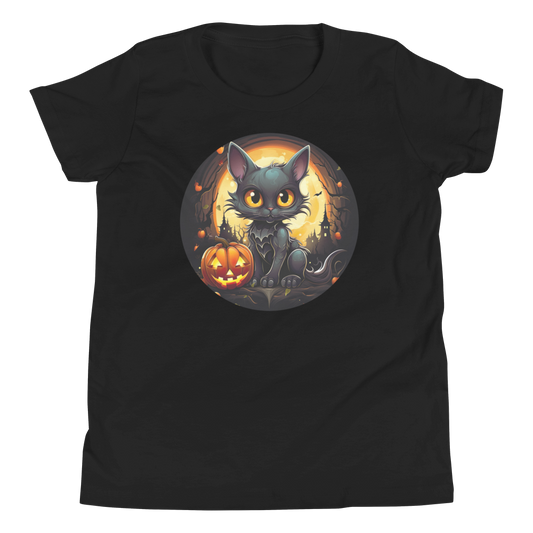 Halloween Cat with Pumpkin. Youth T-Shirt