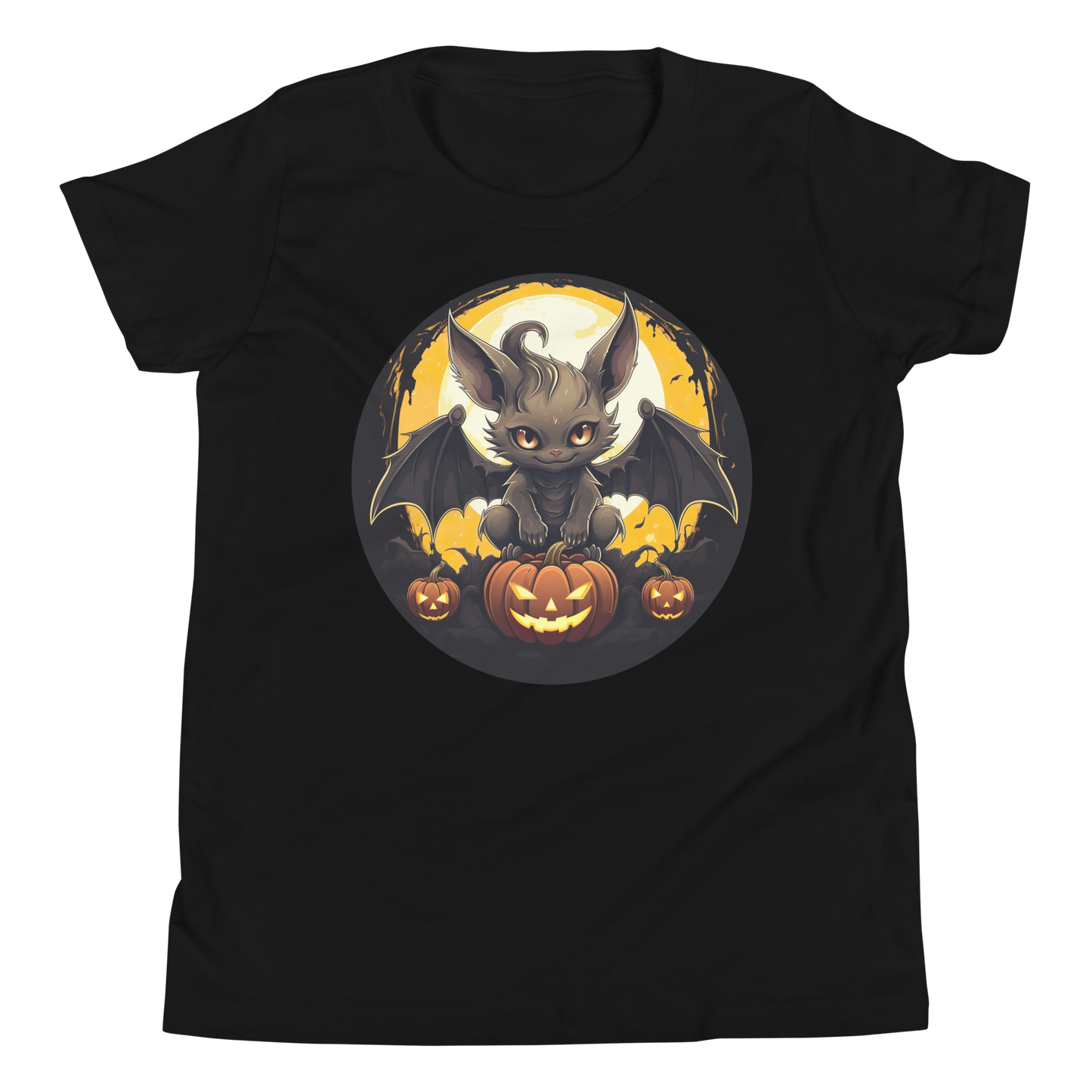Halloween Bat with Pumpkins. Youth Short Sleeve T-Shirt