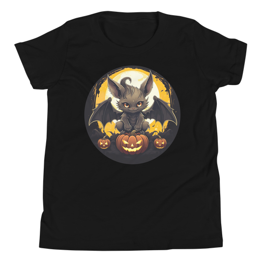 Halloween Bat with Pumpkins. Youth Short Sleeve T-Shirt