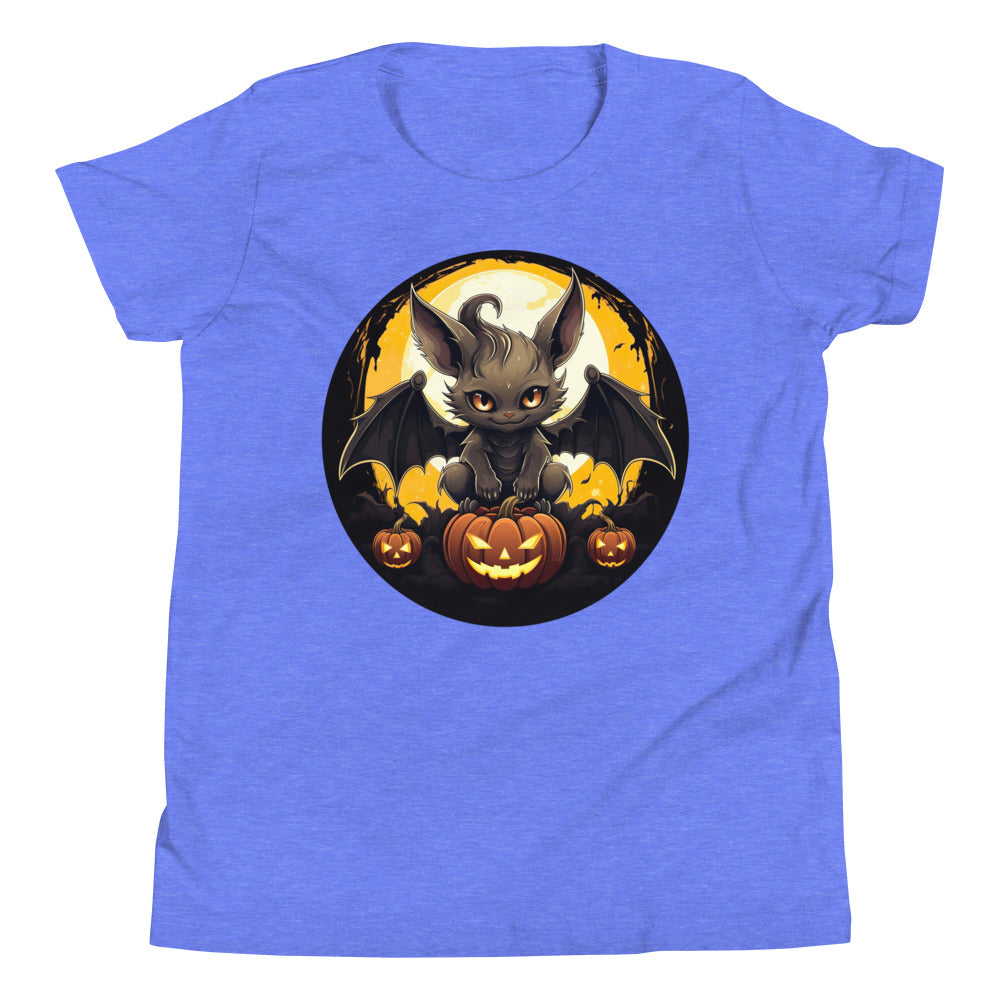 Halloween Bat with Pumpkins. Youth Short Sleeve T-Shirt
