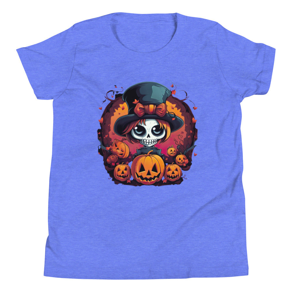 Cool Halloween Girl in Top Hat. Youth Short Sleeve T-Shirt