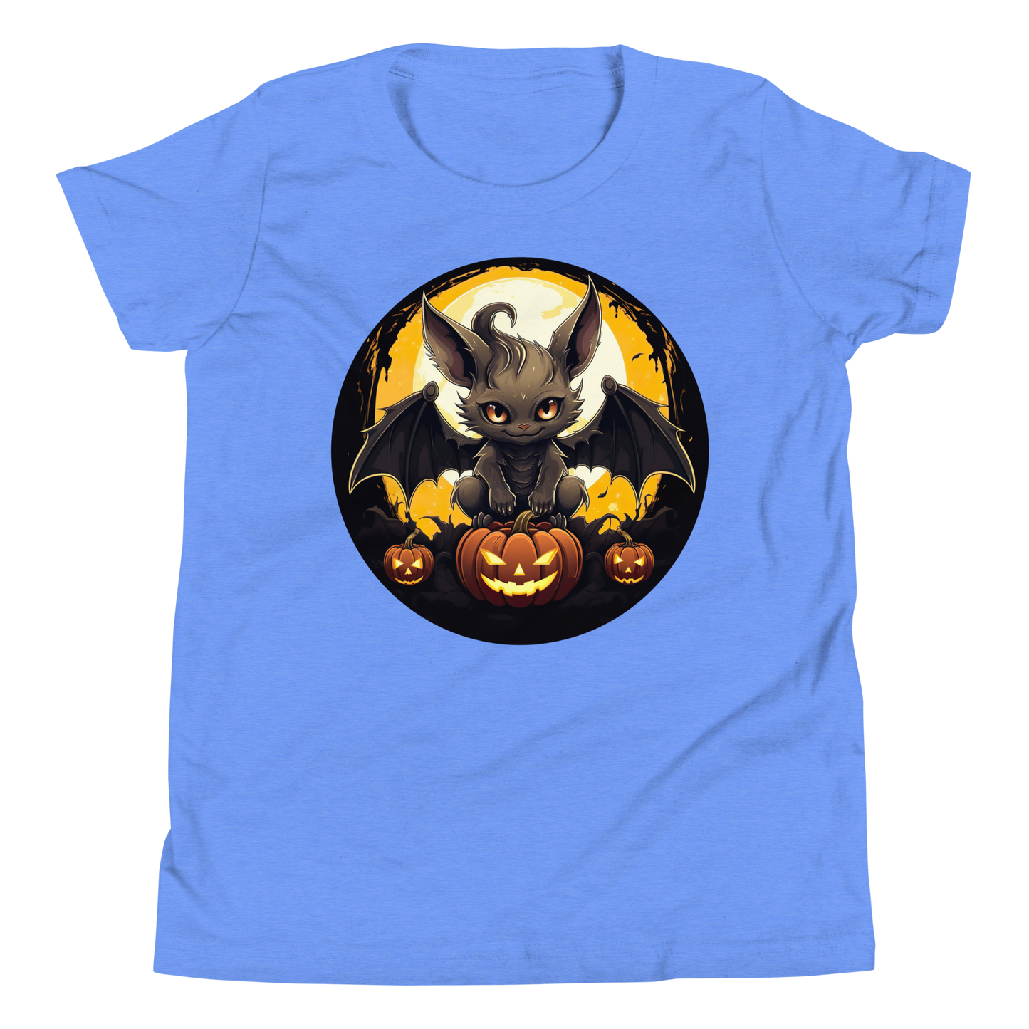 Halloween Bat with Pumpkins. Youth Short Sleeve T-Shirt