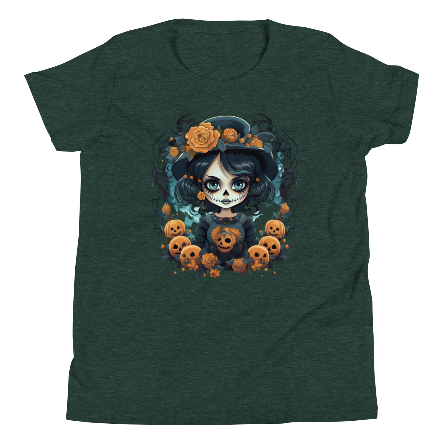 Halloween Girl. Dia De Los Muertos youth T-shirt.