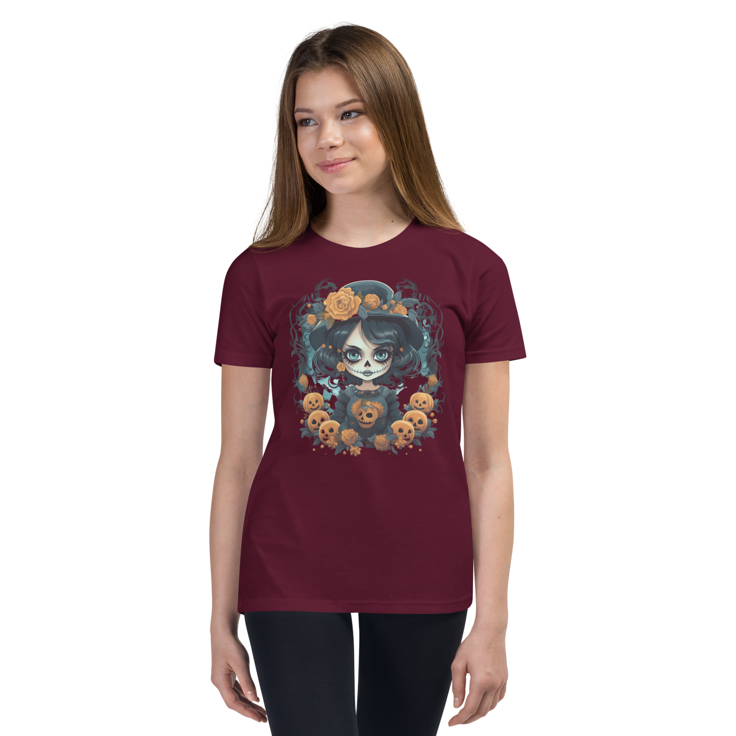 Halloween Girl. Dia De Los Muertos youth T-shirt.